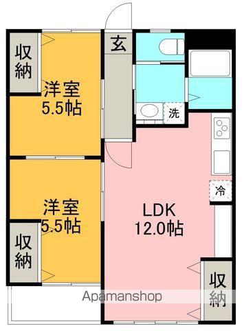 るーじーハイム8(2LDK/1階)の間取り写真
