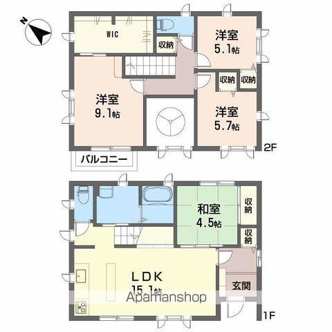 愛媛県松山市 2階建 築27年(4LDK)の間取り写真