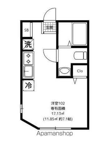 LA VIDABELLA横浜楽(ワンルーム/1階)の間取り写真