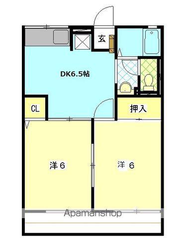メゾンクリスタル(2DK/2階)の間取り写真
