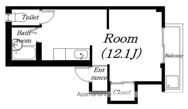 パラシア(ワンルーム/3階)の間取り写真