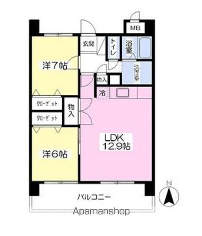 CITY SPIRE東石井(2LDK/13階)の間取り写真