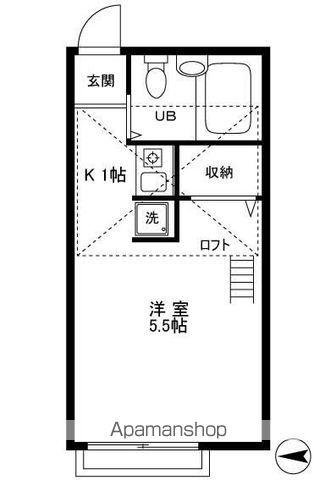 ルシェッロカーサ下高井戸(1K/2階)の間取り写真