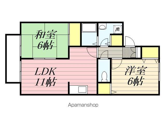 ハイカムールミナトB棟(2LDK/2階)の間取り写真