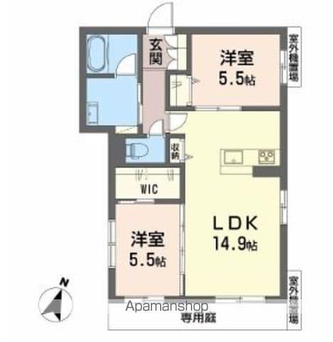 リバーサイド中万々(2LDK/1階)の間取り写真