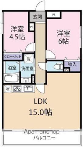 フローラ千葉中央(2LDK/1階)の間取り写真