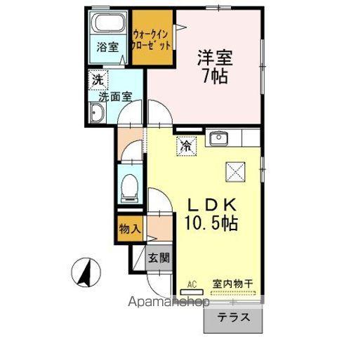 ローズコートミツギ(1LDK/1階)の間取り写真