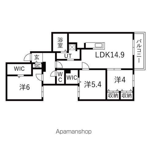 ブランシャールEC山の手(3LDK/2階)の間取り写真
