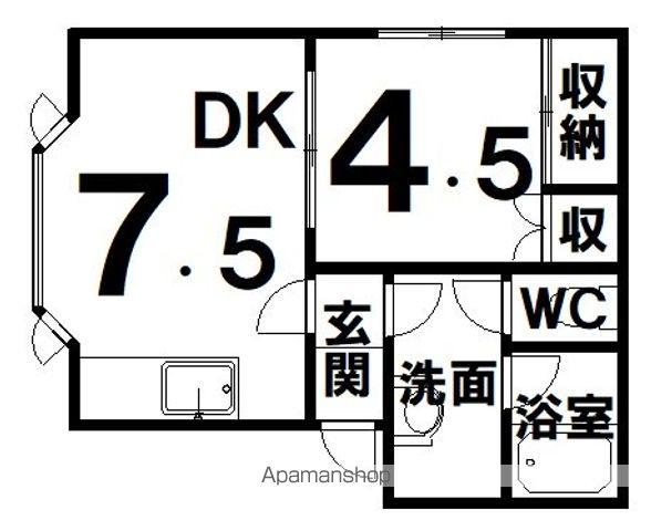 コーポサンライトB(1DK/2階)の間取り写真