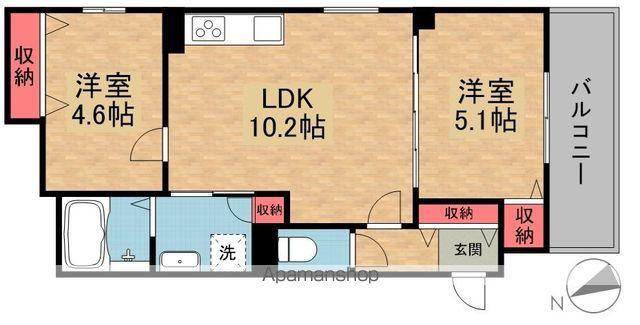 ラモーナ倉治(2LDK/3階)の間取り写真