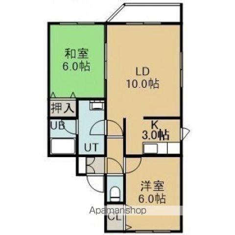 ポプラハイツB(2LDK/2階)の間取り写真