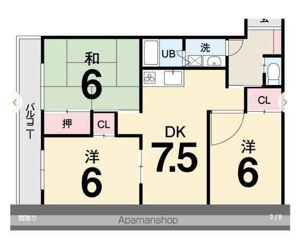 第7ゴトービル(3DK/4階)の間取り写真