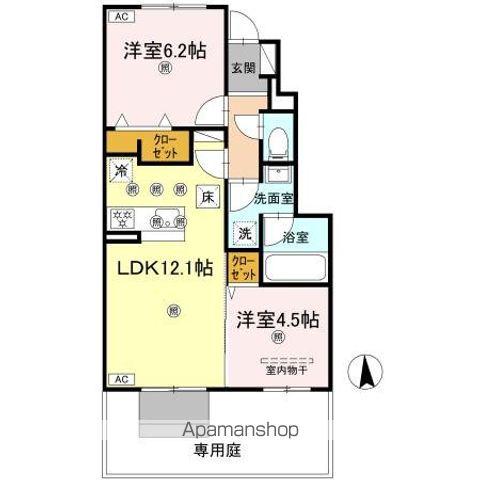 D-ROOM SACHIIII(2LDK/1階)の間取り写真