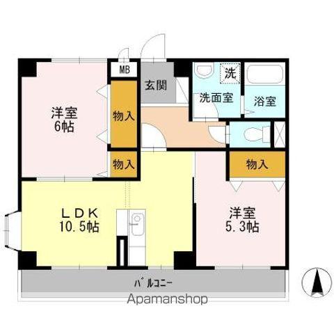 グランドゥル・フレア(2LDK/3階)の間取り写真