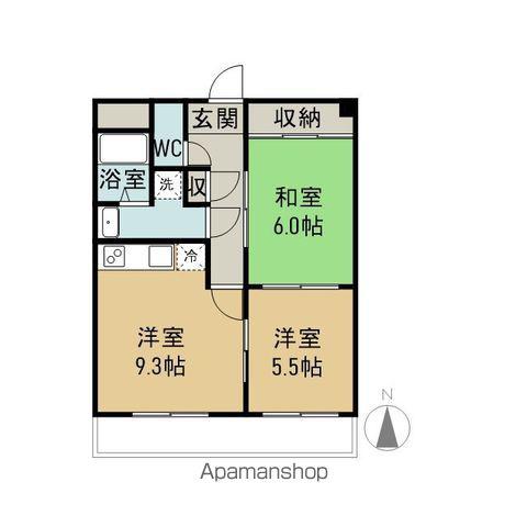 マンションベルエア(2DK/5階)の間取り写真