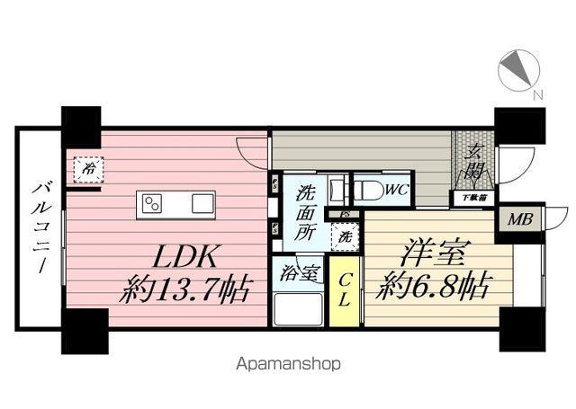 クラシアム神奈川台場(1LDK/1階)の間取り写真