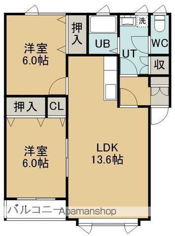 メゾンオフェリアⅡ(2LDK/1階)の間取り写真