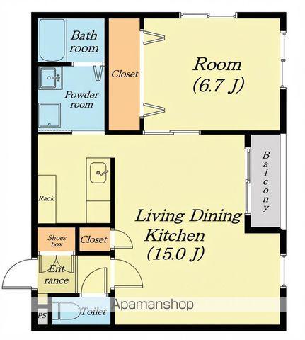 フローデリーⅠ(1LDK/2階)の間取り写真