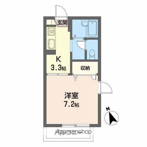 ヴィラージュ厨川(1K/2階)の間取り写真