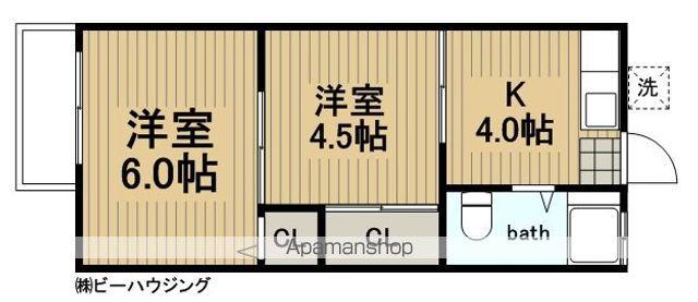 コーポ九重(2K/3階)の間取り写真