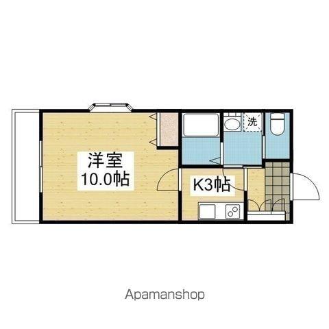 駅前マンション田窪(1K/3階)の間取り写真