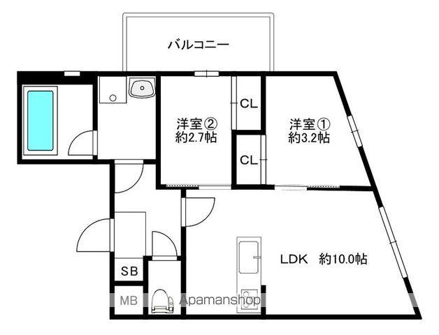 MODERN ASPIRATION 薬院COURT 2丁目(2LDK/4階)の間取り写真