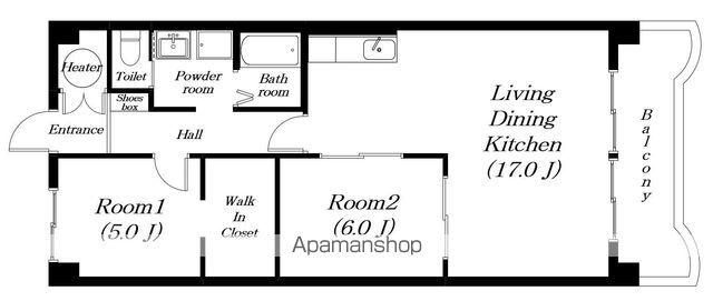 ビバリーマンションⅤ(2LDK/3階)の間取り写真