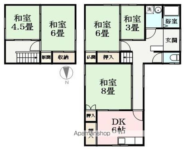 福井鉄道福武線 田原町駅(福井) 徒歩7分 2階建 築62年(5DK)の間取り写真