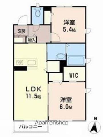 ベレオガーデンズ久留米Ⅰ(2LDK/2階)の間取り写真