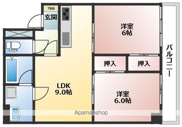 グレーシア庚午(2DK/9階)の間取り写真