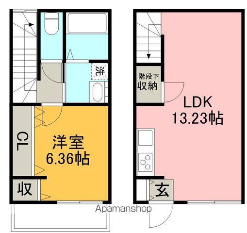 GRAN X NANGOKU 北棟(1LDK/2階)の間取り写真