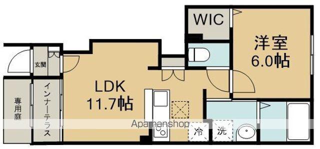坂戸市千代田アパートⅡ期(1LDK/1階)の間取り写真