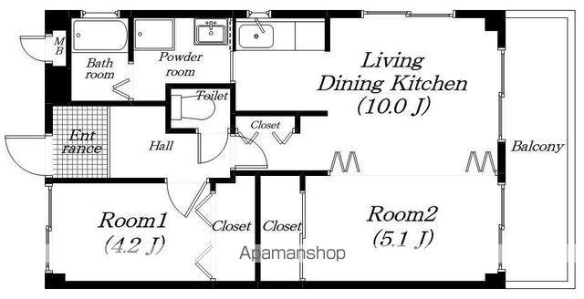 コーポ茜(2LDK/2階)の間取り写真