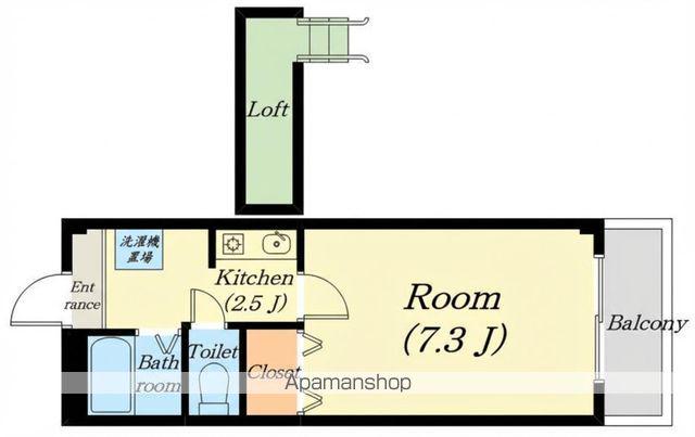イーストウイング(1K/2階)の間取り写真