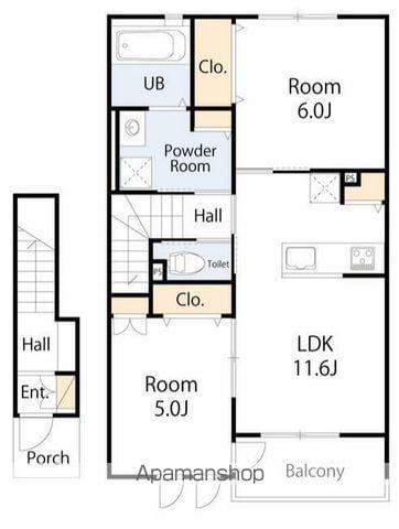 サウスサンド(2LDK/2階)の間取り写真