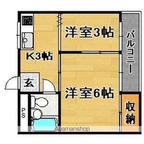 コーポ南住吉(2K/4階)の間取り写真