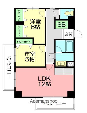 茅ケ崎伊藤ビル(2LDK/4階)の間取り写真