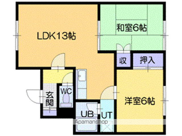 プラムハイツ(2LDK/1階)の間取り写真
