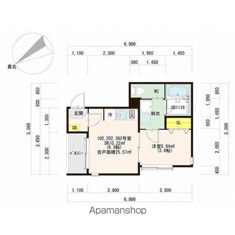 フリーデン北仙台(1DK/3階)の間取り写真