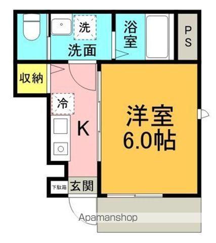 ベレガンス松戸Ⅵ(1K/1階)の間取り写真