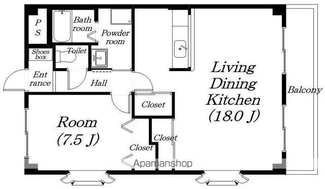 ヴィラプロスペリティ(1LDK/2階)の間取り写真