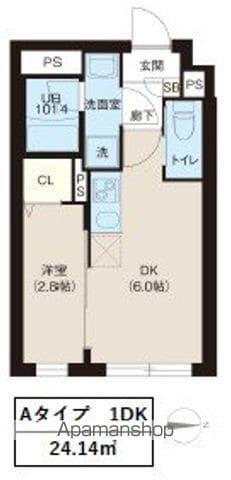 レピュア大山レジデンスⅡ(1DK/2階)の間取り写真