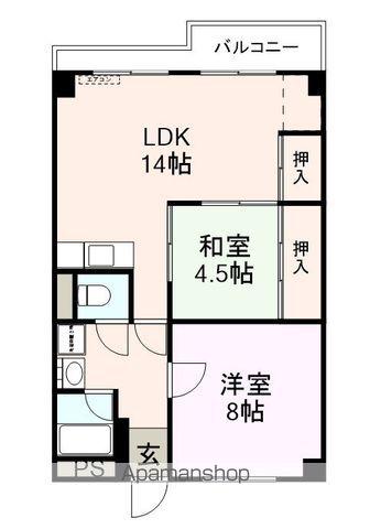 沼第一コーポ(2LDK/5階)の間取り写真
