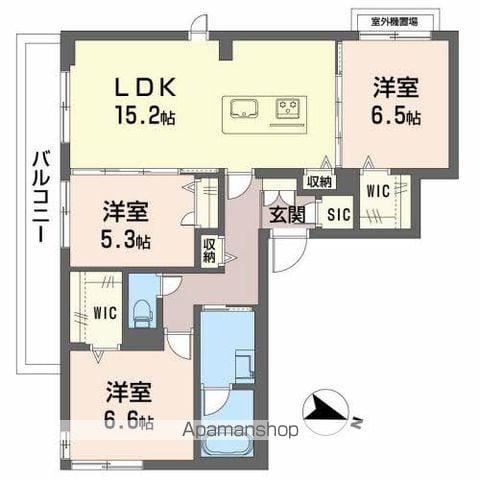 ソテ・ドゥシュA(3LDK/2階)の間取り写真