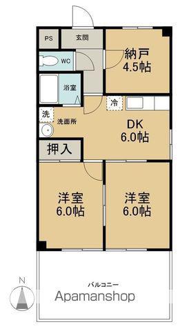 ファミール橋爪A棟(3DK/2階)の間取り写真