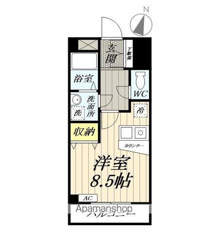 グラン・クリュ花水木(ワンルーム/1階)の間取り写真