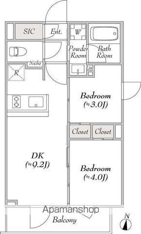 ルミーク本町イースト(2DK/3階)の間取り写真
