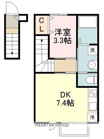 ラクラス小松島(1DK/2階)の間取り写真