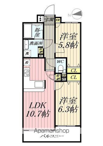 レクシオ竹ノ塚ジーフォルム(2LDK/3階)の間取り写真