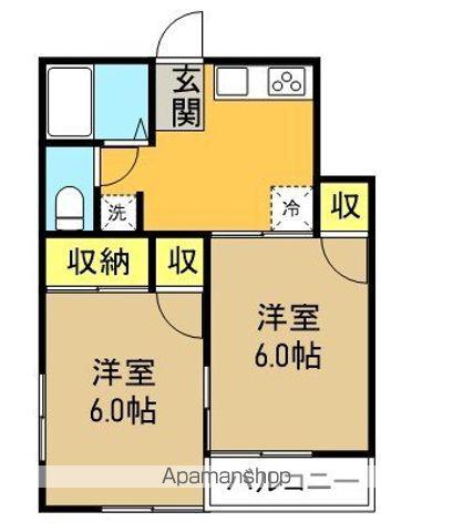 関コーポ第2(2DK/1階)の間取り写真